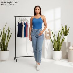 تاپ زنانه بدون آستین بند ماکارونی