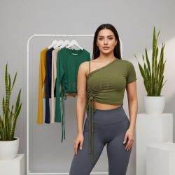 کراپ گت دار زنانه آستین کوتاه بندی