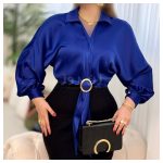 شومیز ساتن آستین خفاشی حلقه دار