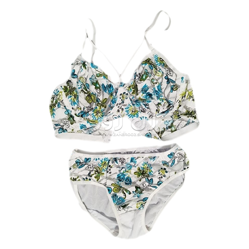 ست شورت و سوتین دانتل گل دار فنردار 2 ست شورت و سوتین دانتل گل دار فنردار - Image 2