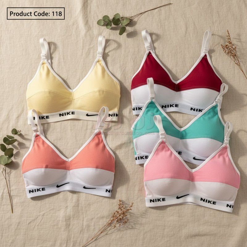 سوتین زنانه نخی دورنگ طرح نایک 1 سوتین زنانه نخی دورنگ طرح نایک