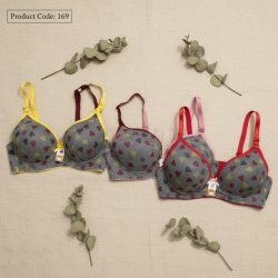 سوتین زنانه و دخترانه اسفنجی ملانژ طرح قلب