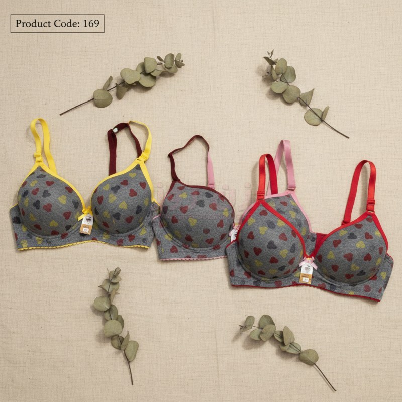 سوتین زنانه و دخترانه اسفنجی ملانژ طرح قلب 1 سوتین زنانه و دخترانه اسفنجی ملانژ طرح قلب