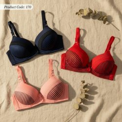 سوتین زنانه اسفنجی راه راه طرحدار بدون فنر