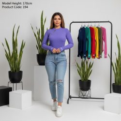 بادی زنانه آستین بلند یک طرف زیپ فینگردار