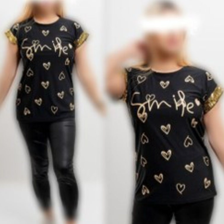 تاپ زنانه آستین کوتاه چاپ قلب طلایی 1 تاپ زنانه آستین کوتاه چاپ قلب طلایی