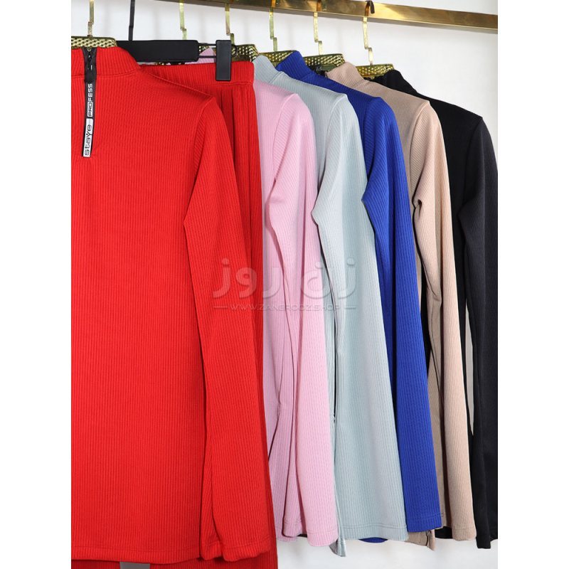 ست بلوز و شلوار زنانه زیپدار دمپا تسلا 2 ست بلوز و شلوار زنانه زیپدار دمپا تسلا - Image 2