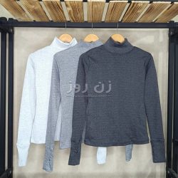 بلوز یقه اسکی ملانژ فینگردار فانریپ کبریتی