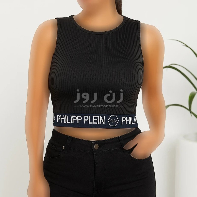 کراپ بدون آستین کمر کش چاپی 1 کراپ بدون آستین کمر کش چاپی