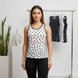 تاپ زنانه حلقه آستین پشت گیپور تمام چاپ توپی