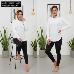 بلوز زنانه ورزشی آستین بلند کلاه دار نایکی (nike)