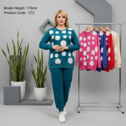 ست بلوز وشلوارزنانه سایزبزرگ مدل بابونه