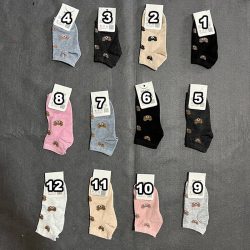 جوراب دخترانه ساق کوتاه طرح تدی خرسی