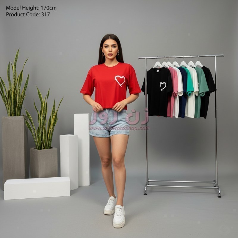 کراپ زنانه طرح قلب 2 کراپ زنانه طرح قلب - Image 2