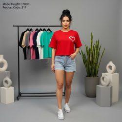 کراپ زنانه طرح قلب