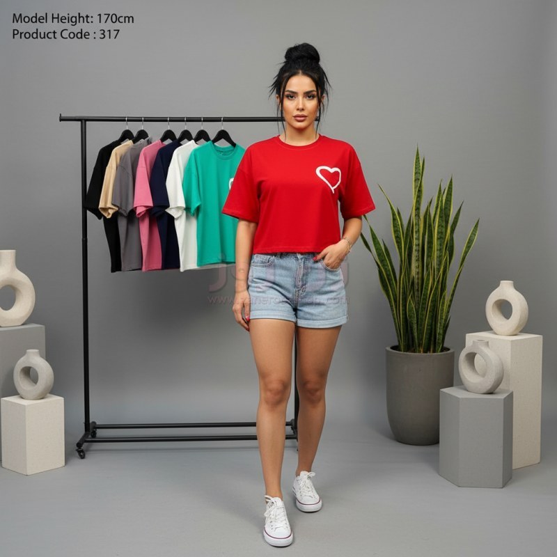 کراپ زنانه طرح قلب 1 کراپ زنانه طرح قلب