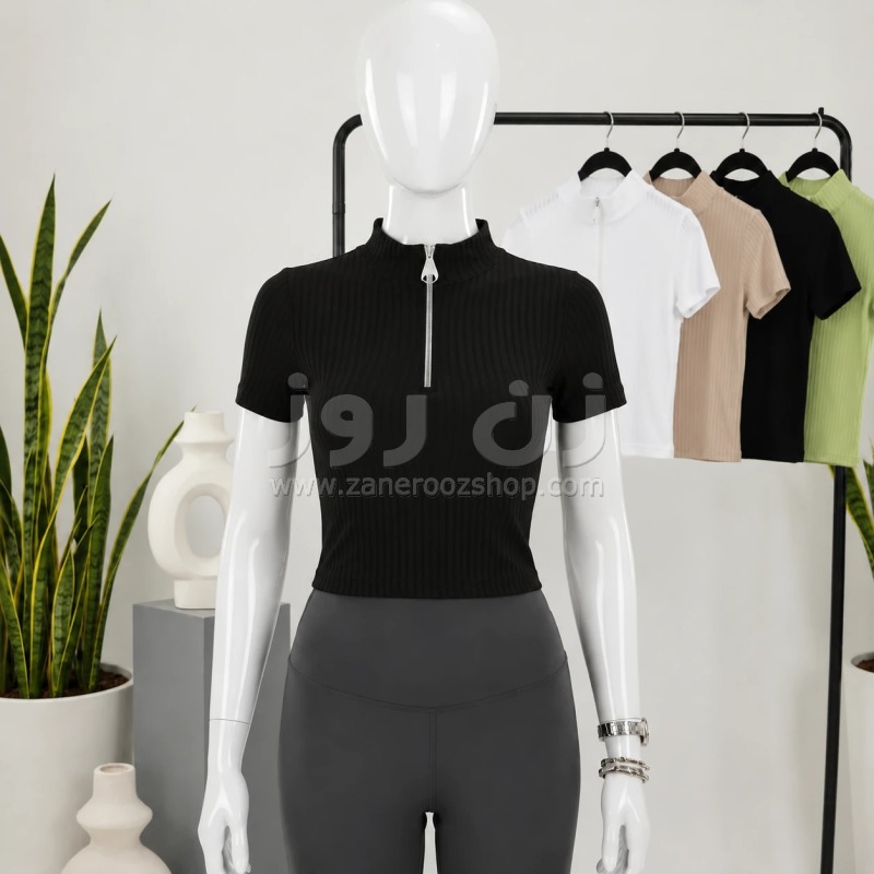 کراپ زنانه یقه 4سانت نیم زیپ 3 کراپ زنانه یقه 4سانت نیم زیپ - Image 3
