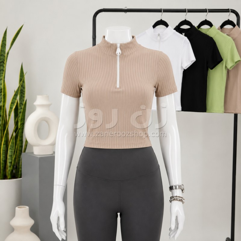 کراپ زنانه یقه 4سانت نیم زیپ 8 کراپ زنانه یقه 4سانت نیم زیپ - Image 8