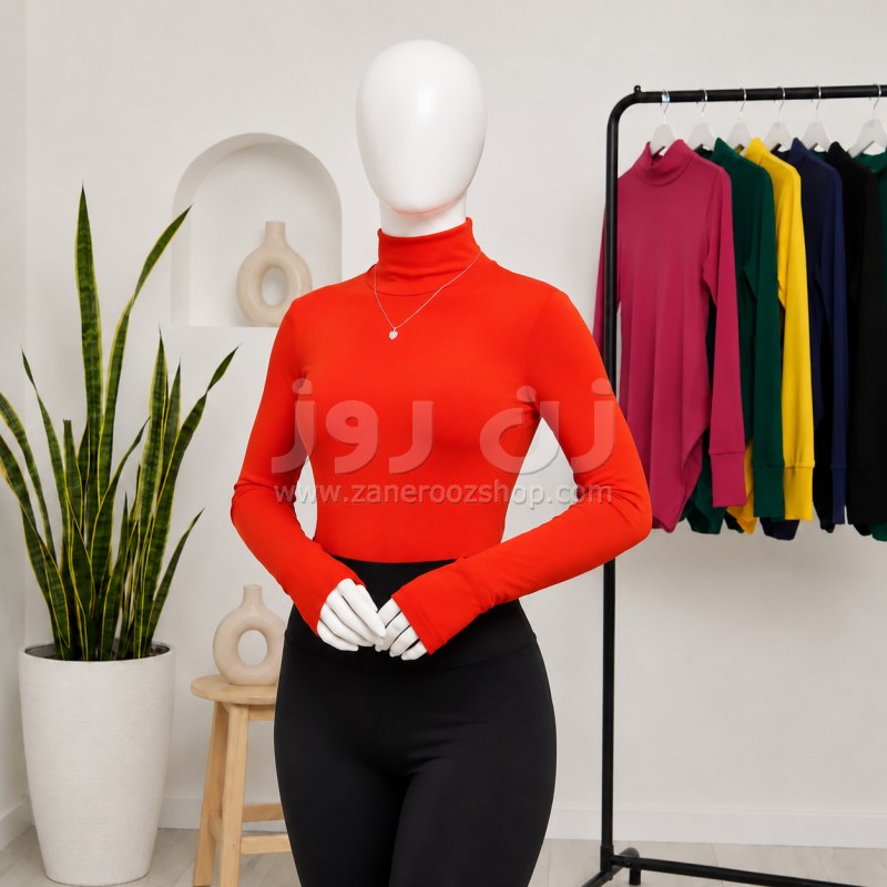 بادی آستین بلند زنانه یقه اسکی فینگردار 8 بادی آستین بلند زنانه یقه اسکی فینگردار - Image 8