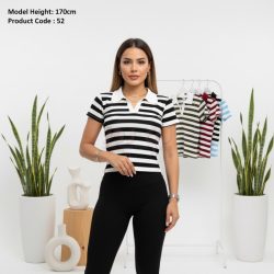 کراپ زنانه راه راه یقه مردانه فانریپ کبریتی