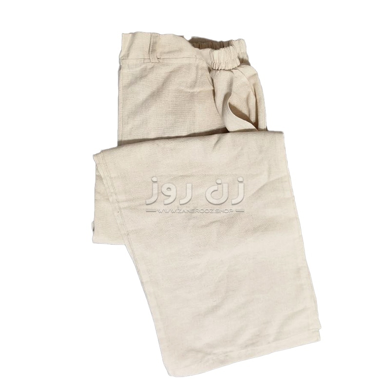 شلوار بگ نچرال زنانه نخ لنین 2 شلوار بگ نچرال زنانه نخ لنین - Image 2