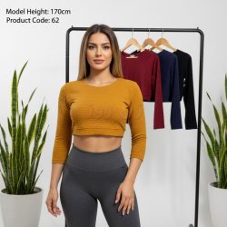 کراپ زنانه و دخترانه آستین سه ربع پارچه سلولیت