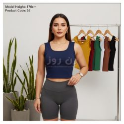 کراپ زنانه یقه خشتی بدون آستین