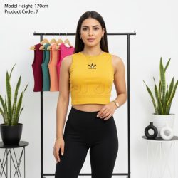 تاپ بدون آستین کبریتی طرح آدیداس (Adidas)