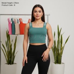 کراپ زنانه بدون آستین طرح شنل chanel