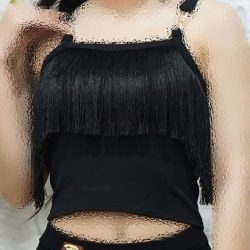 تاپ زنانه حلقه آستین بند رنجیری جلو ریش دار