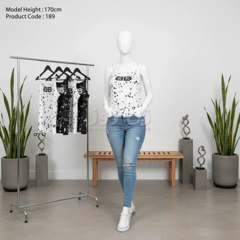 تاپ زنانه بندی طرح B بدون آستین 1 تاپ زنانه بندی طرح B بدون آستین