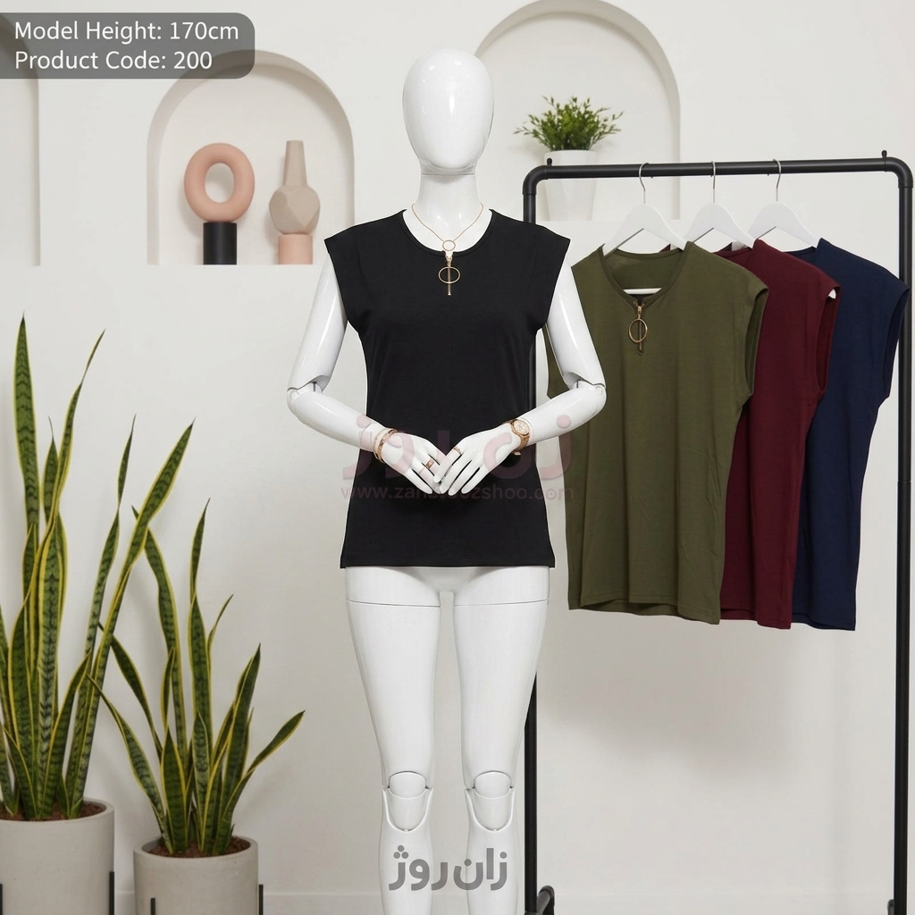 تاپ زنانه آستین سرخود جلو زیپ و حلقه طلایی 4 تاپ زنانه آستین سرخود جلو زیپ و حلقه طلایی - Image 4