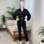 شومیز زنانه مشکی گره دار پایین حلقه