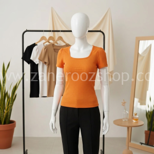 خانه 88 تیشرت زنانه یقه خشتی آستین فرشته ای فانریپ