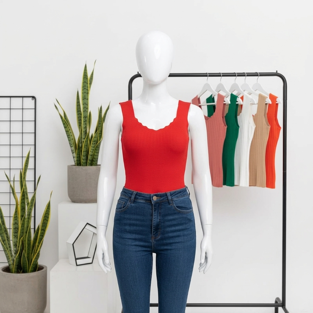 تاپ زنانه بافت یقه دلبری بدون آستین آکاردئونی 1 تاپ زنانه بافت یقه دلبری بدون آستین آکاردئونی