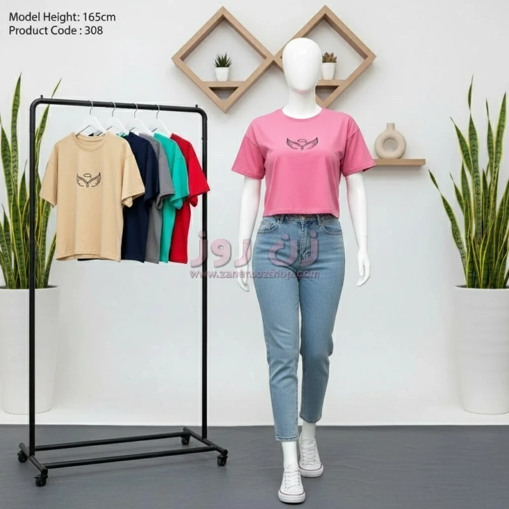 کراپ زنانه طرح آنجل 1 کراپ زنانه طرح آنجل