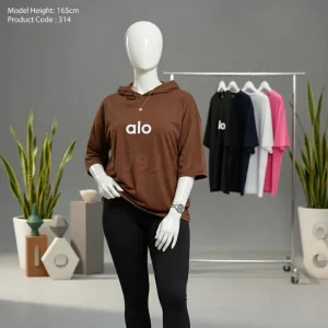 خانه 30 تیشرت باکسی کلاهدار الو (alo)