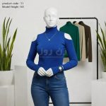 بلوز زنانه یقه اسکی آستین بلند سرشانه باز