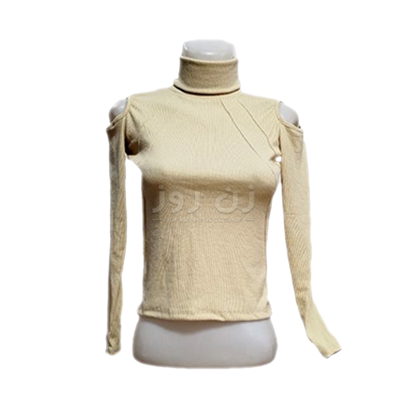قیمت بلوز زنانه یقه اسکی آستین بلند سرشانه باز