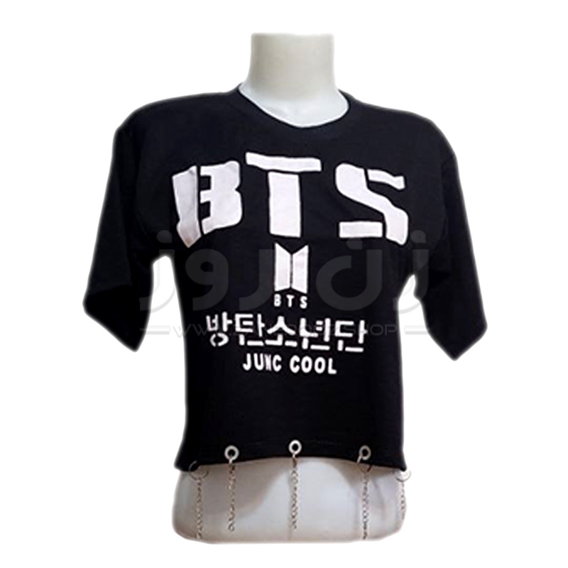 قیمت کراپ زنانه BTS (بی تی اس) آستین کوتاه پایین حقله دار