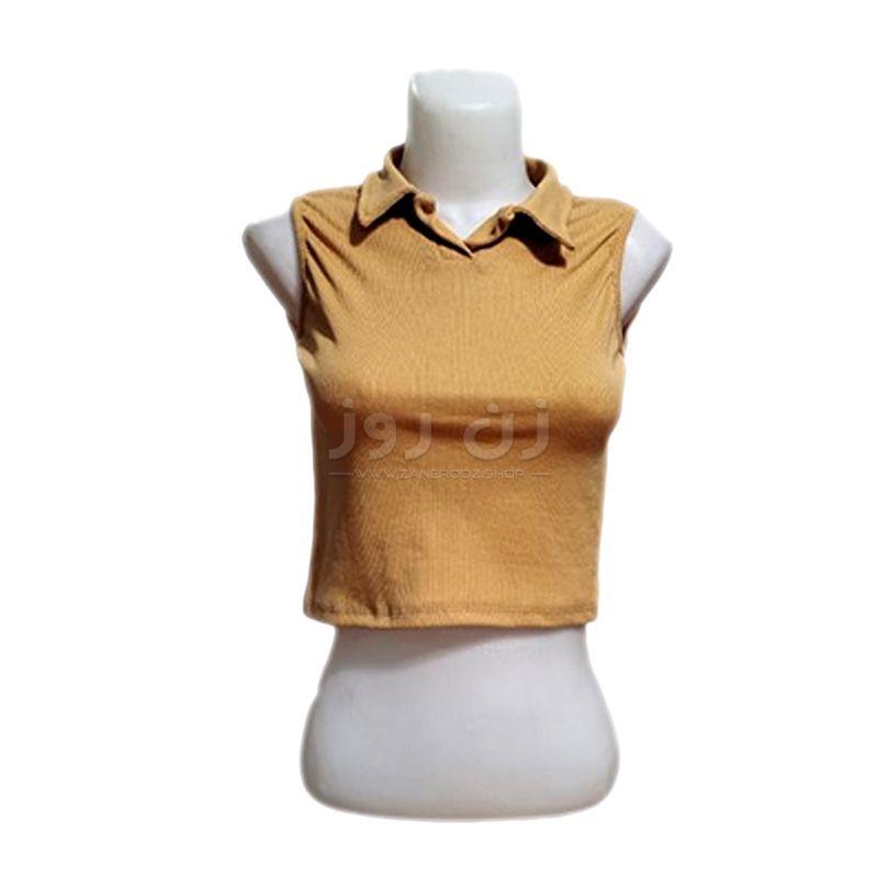 قیمت تاپ زنانه بدون آستین رکابی یقه مردانه