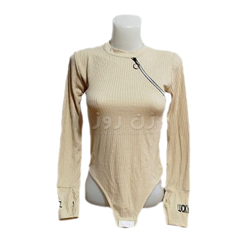 قیمت بادی زنانه آستین بلند یک طرف زیپ فینگردار