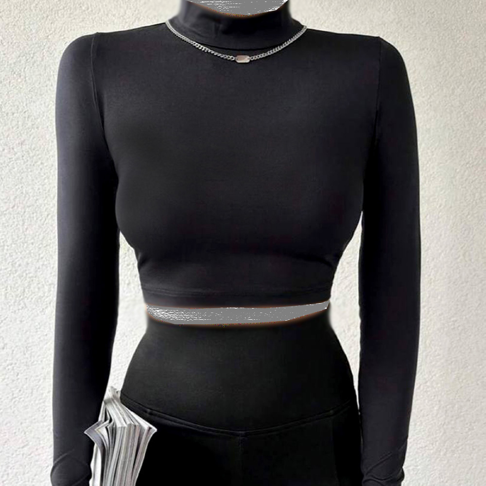 کراپ زنانه آستین بلند فینگردار 3 قیمت کراپ زنانه آستین بلند فینگردار