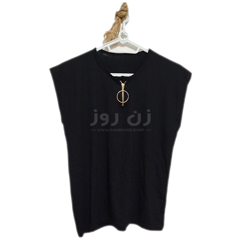 قیمت تاپ زنانه آستین سرخود جلو زیپ و حلقه طلایی