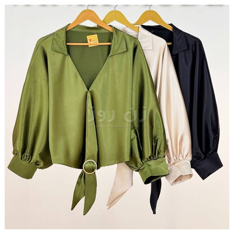 شومیز ساتن آستین خفاشی حلقه دار 6 قیمت شومیز ساتن آستین خفاشی حلقه دار