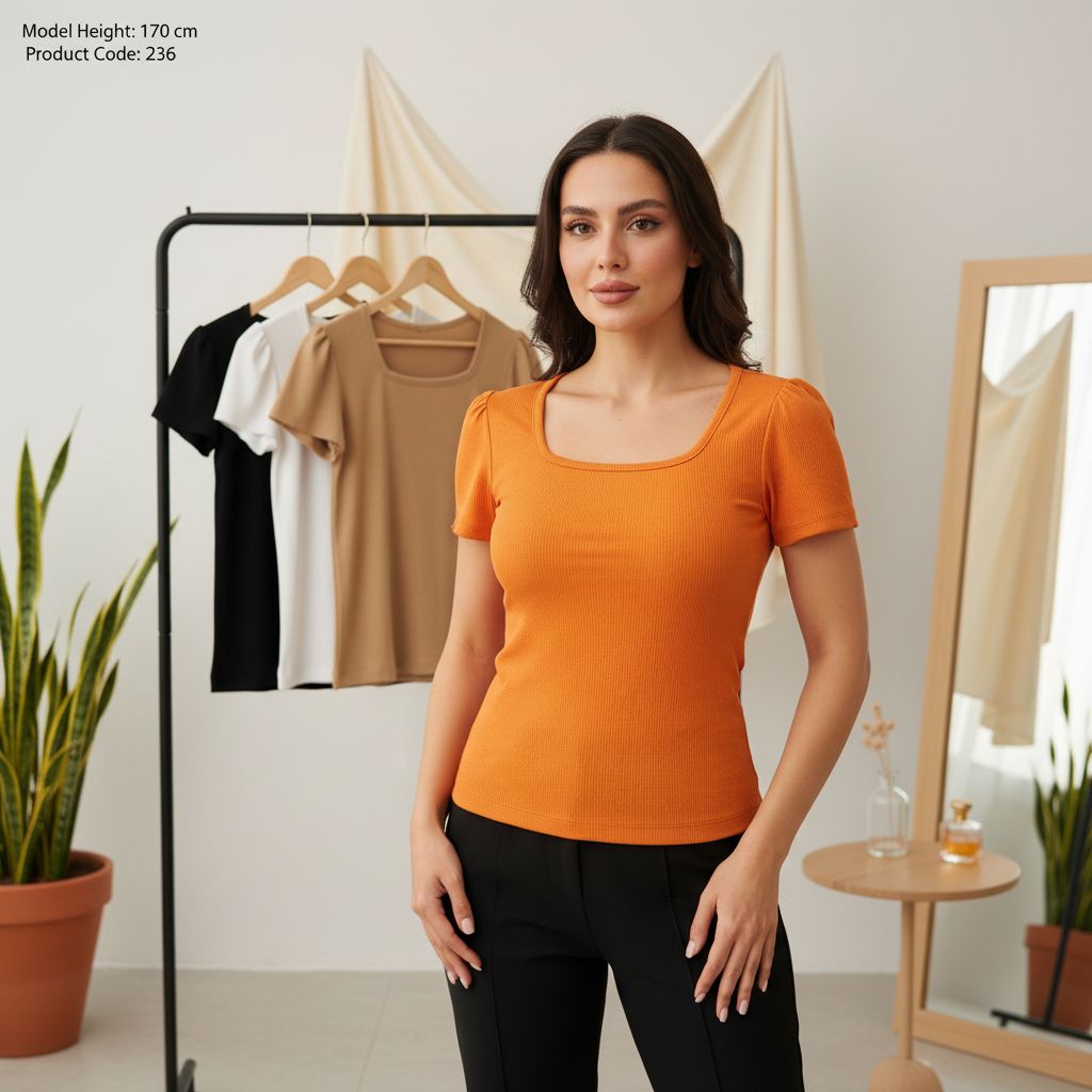 قیمت تیشرت زنانه یقه گرد آستین فرشته ای فانریپ