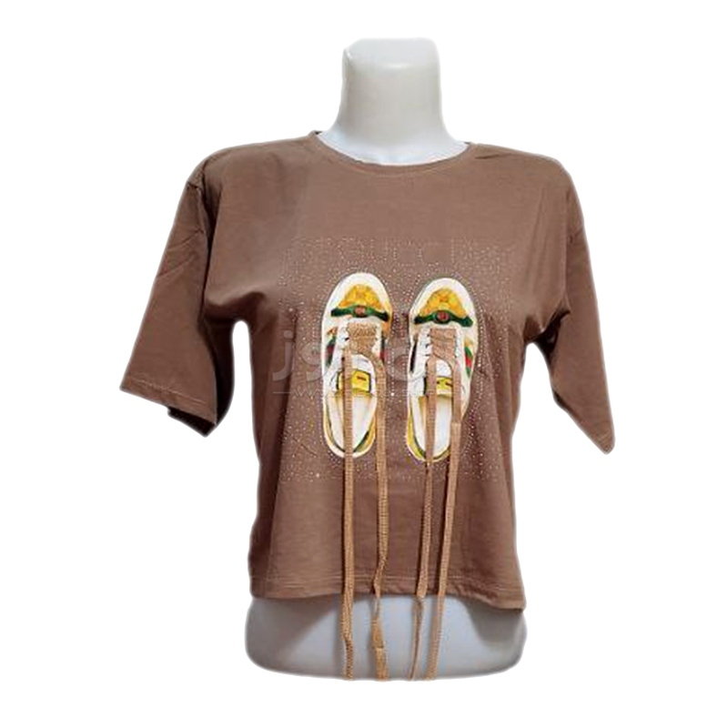 قیمت کراپ زنانه نگین دار طرح کتونی با بند