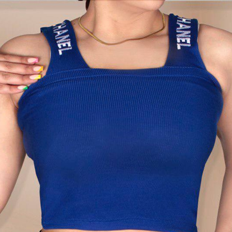 قیمت کراپ زنانه بدون آستین طرح شنل (chanel)