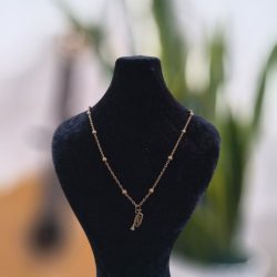 گردنبند زنانه و مردانه طرح شیپور سایز کوچک با زنجیر دیپلمات برنزی