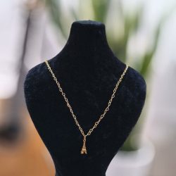 گردنبند زنانه طرح برج ایفل؛ زنجیر قلبی طلایی رنگ ثابت با کیفیت بالا
